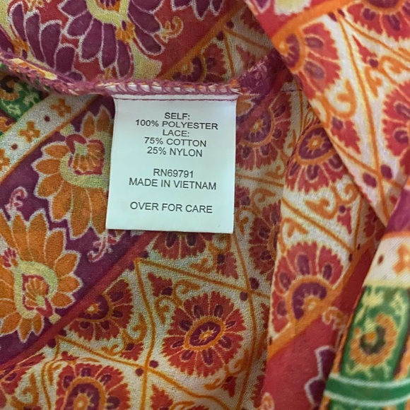 Fig & Flower Paisley Floral Print Boho Blouse Women’s Size M Peasant Sleeve - Picture 4 of 10